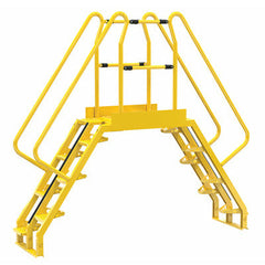 Vestil Steel Alternating Crossover Ladder 14 Step 56 Degrees 98 In. x 91 In. 350 Lb. Capacity Yellow - COLA-4-56-32