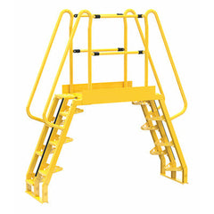 Vestil Steel Alternating Crossover Ladder 14 Step 68 Degrees 83 In. x 91 In. 350 Lb. Capacity Yellow - COLA-4-68-44