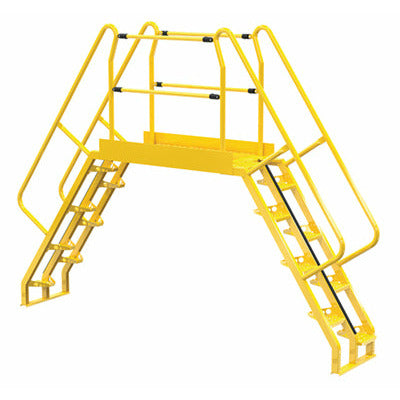Vestil Steel Alternating Crossover Ladder 16 Step 56 Degrees 134 In. x 103 In. 350 Lb. Capacity Yellow-  COLA-5-56-56
