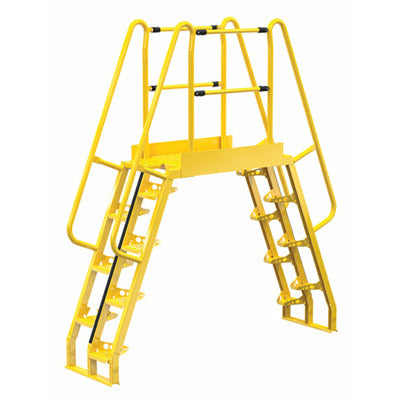 Vestil Steel Alternating Crossover Ladder 16 Step 68 Degrees 92 In. x 102 In. 350 Lb. Capacity Yellow - COLA-5-68-44