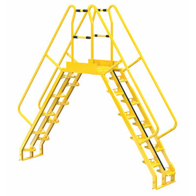 Vestil Steel Alternating Crossover Ladder 20 Step 56 Degrees 122 In. x 115 In. 350 Lb. Capacity Yellow- COLA-6-56-20