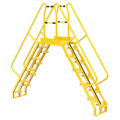 Vestil Steel Alternating Crossover Ladder 20 Step 56 Degrees 122 In. x 115 In. 350 Lb. Capacity Yellow- COLA-6-56-20