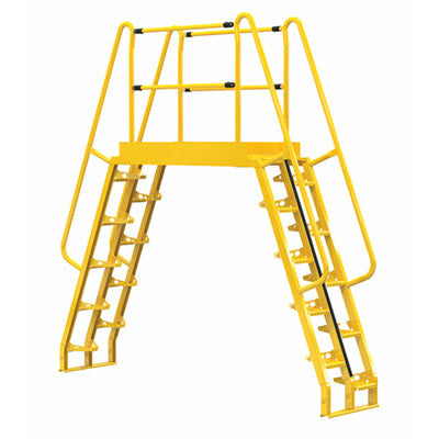 Vestil Steel Alternating Crossover Ladder 20 Step 68 Degrees 116 In. x 114 In. 350 Lb. Capacity Yellow - COLA-6-68-56