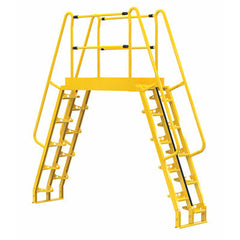 Vestil Steel Alternating Crossover Ladder 20 Step 68 Degrees 116 In. x 114 In. 350 Lb. Capacity Yellow - COLA-6-68-56