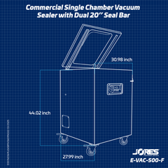 Jores Technologies Commercial Single Chamber Vacuum Sealer with Dual 20” Seal Bar