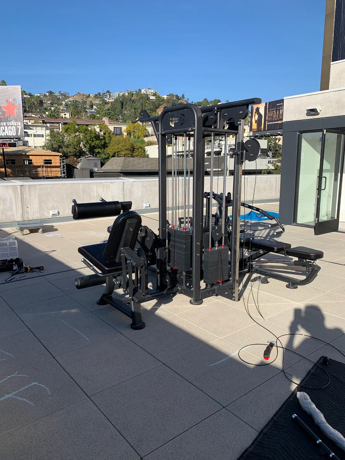 4 Stack Megatron Compact Multi-Gym  - Muscle D Fitness - Space Saving - Leg Extension & Curl, Lat Pull, Low Row, Multi-Press