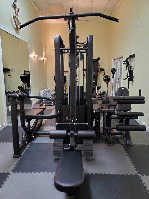 5 Stack Megatron Compact Multi-Gym - Muscle D Fitness - Lat Pull, Low Row, Bench Press, Lat Pull, Leg Ext / Curl - Machine Horizon