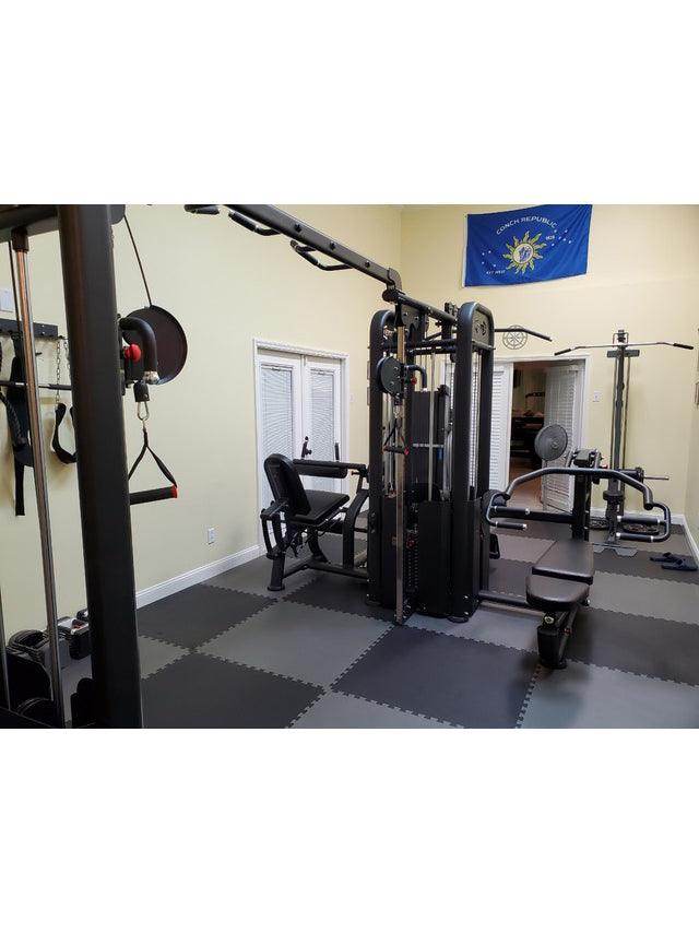 5 Stack Megatron Compact Multi-Gym - Muscle D Fitness - Lat Pull, Low Row, Bench Press, Lat Pull, Leg Ext / Curl - Machine Horizon