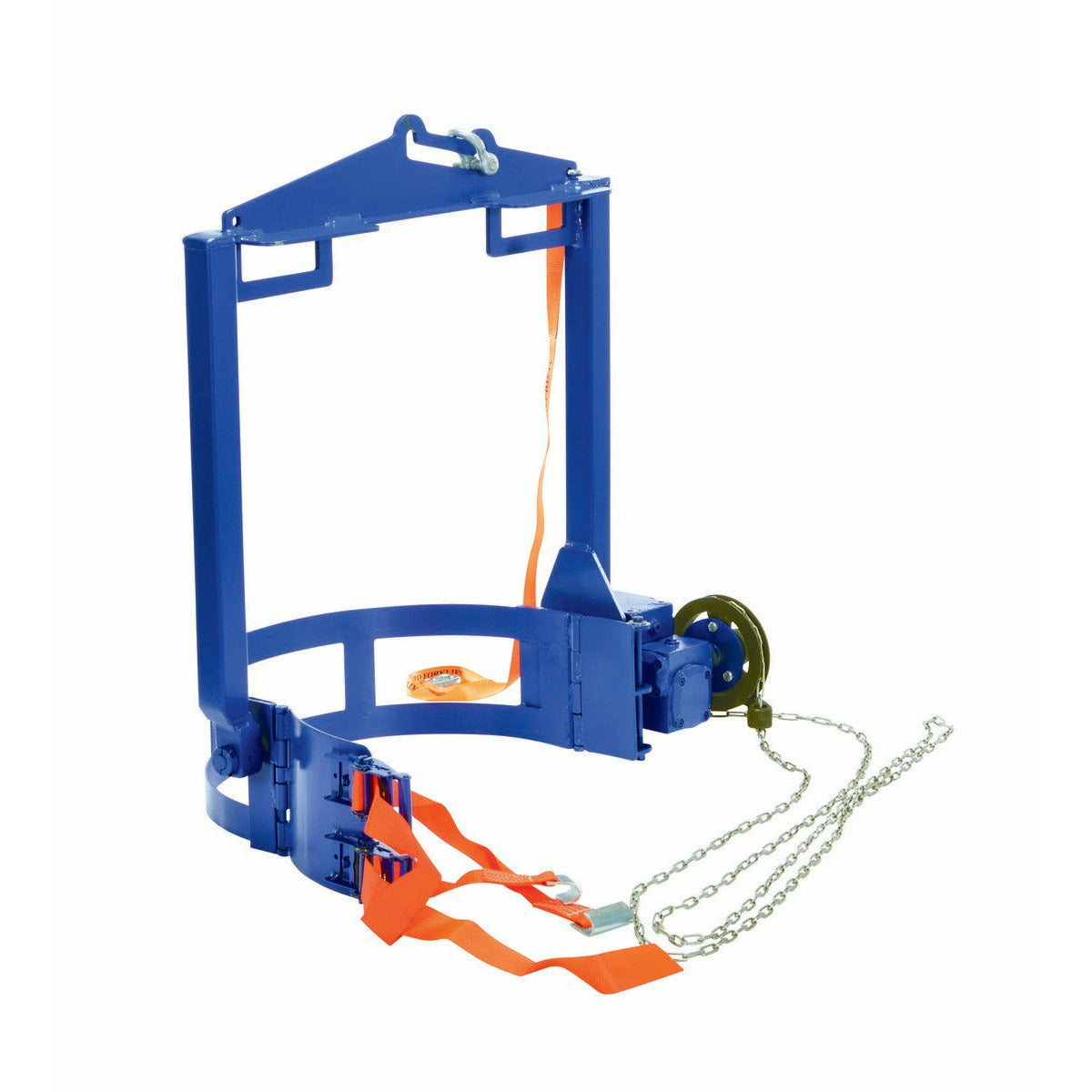 Vestil Steel Hoist Mounted Drum Carrier/Rotator 55 Gallon 2000 Lb. Capacity Blue- DCT-2000