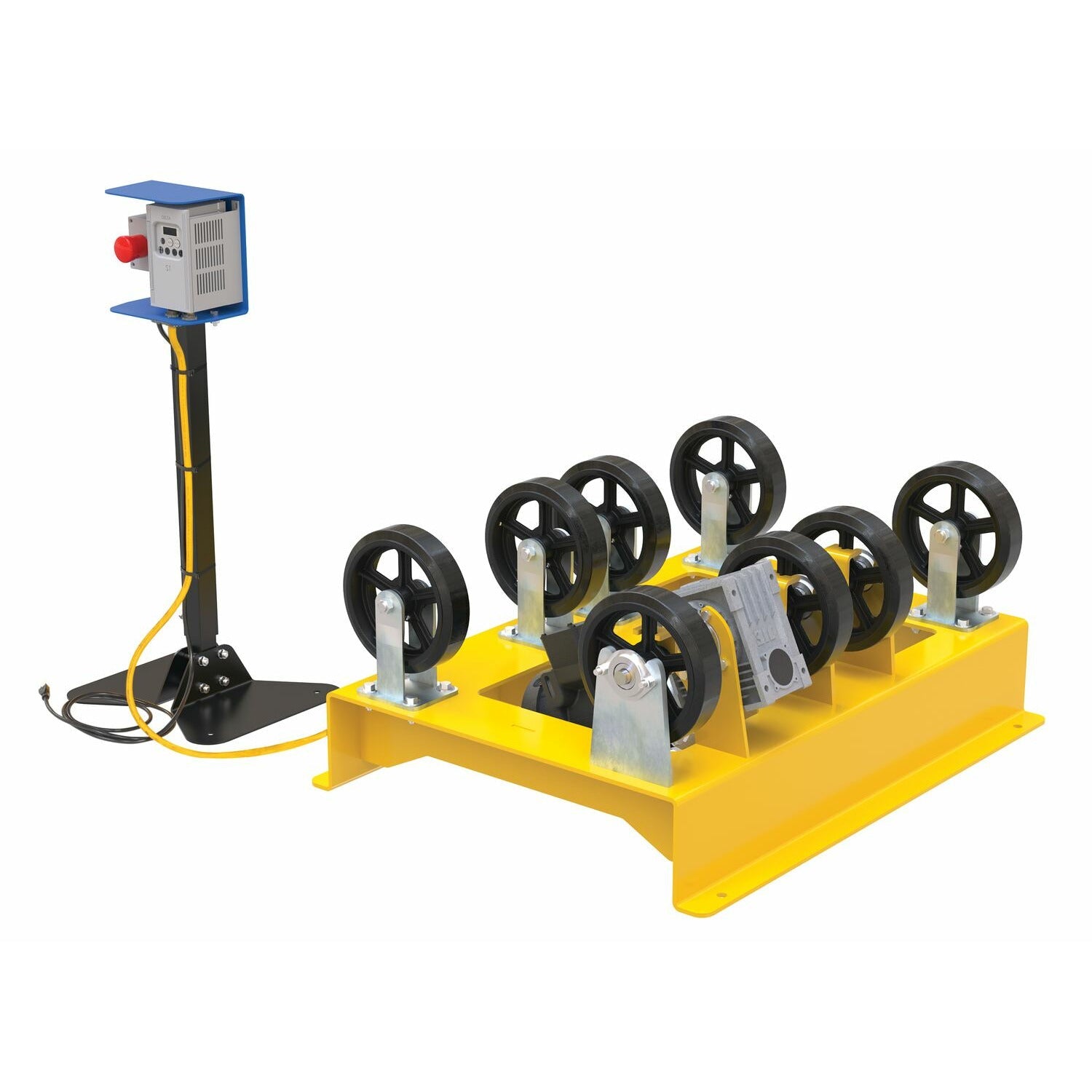 Vestil Steel Horizontal Drum Roller Mixer 37-3/8 In. x 27-1/2 In. x 12-1/4 In. 1000 Lb. Capacity Yellow- DRM-H-3055