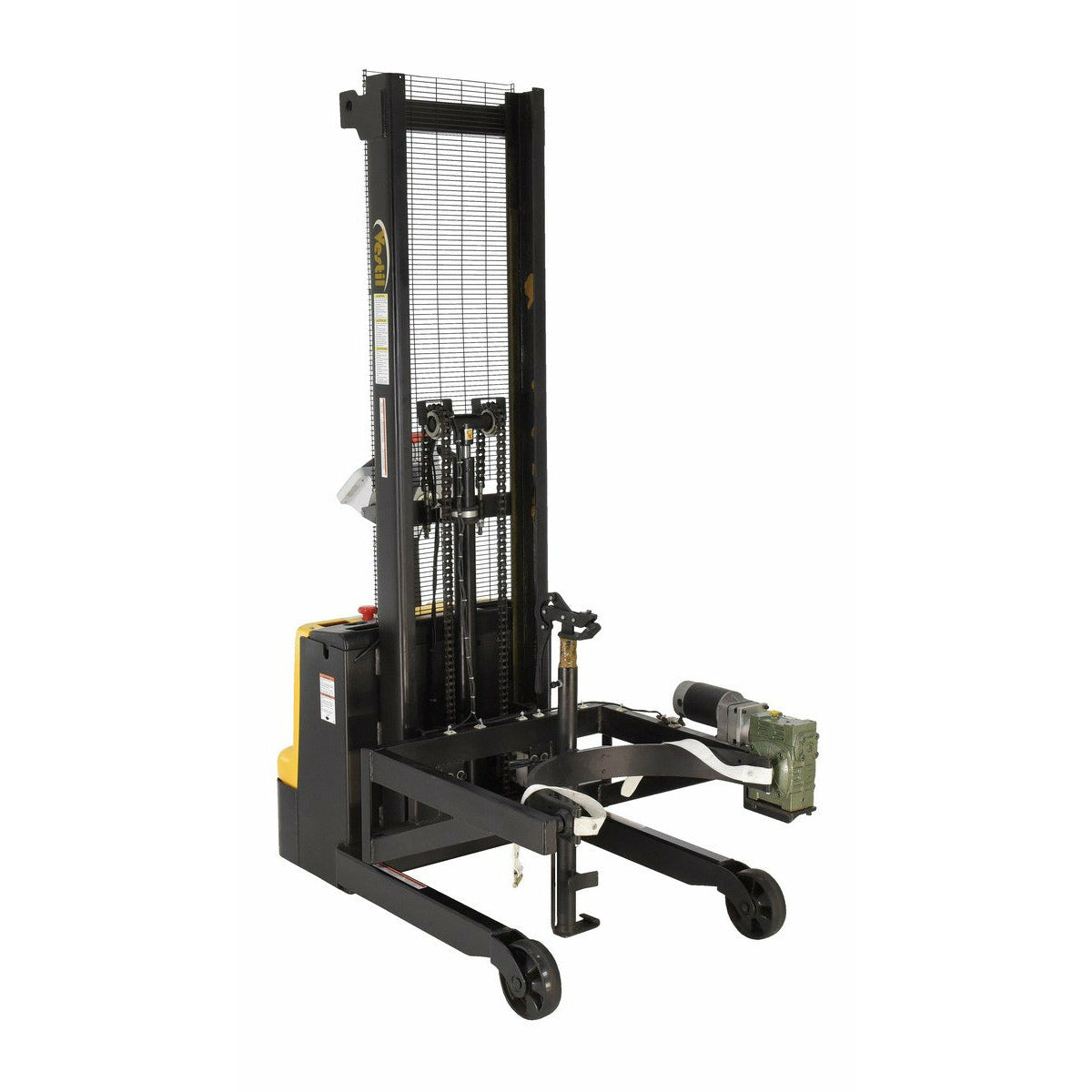 Vestil Steel DC Powered Drum Lifter/Rotator/Transporter with Scale 34-5/8 In. x 61-13/16 In. x 85-7/16 In. 550 Lb. Capacity Yellow- DRUM-LRT-DC-SCL