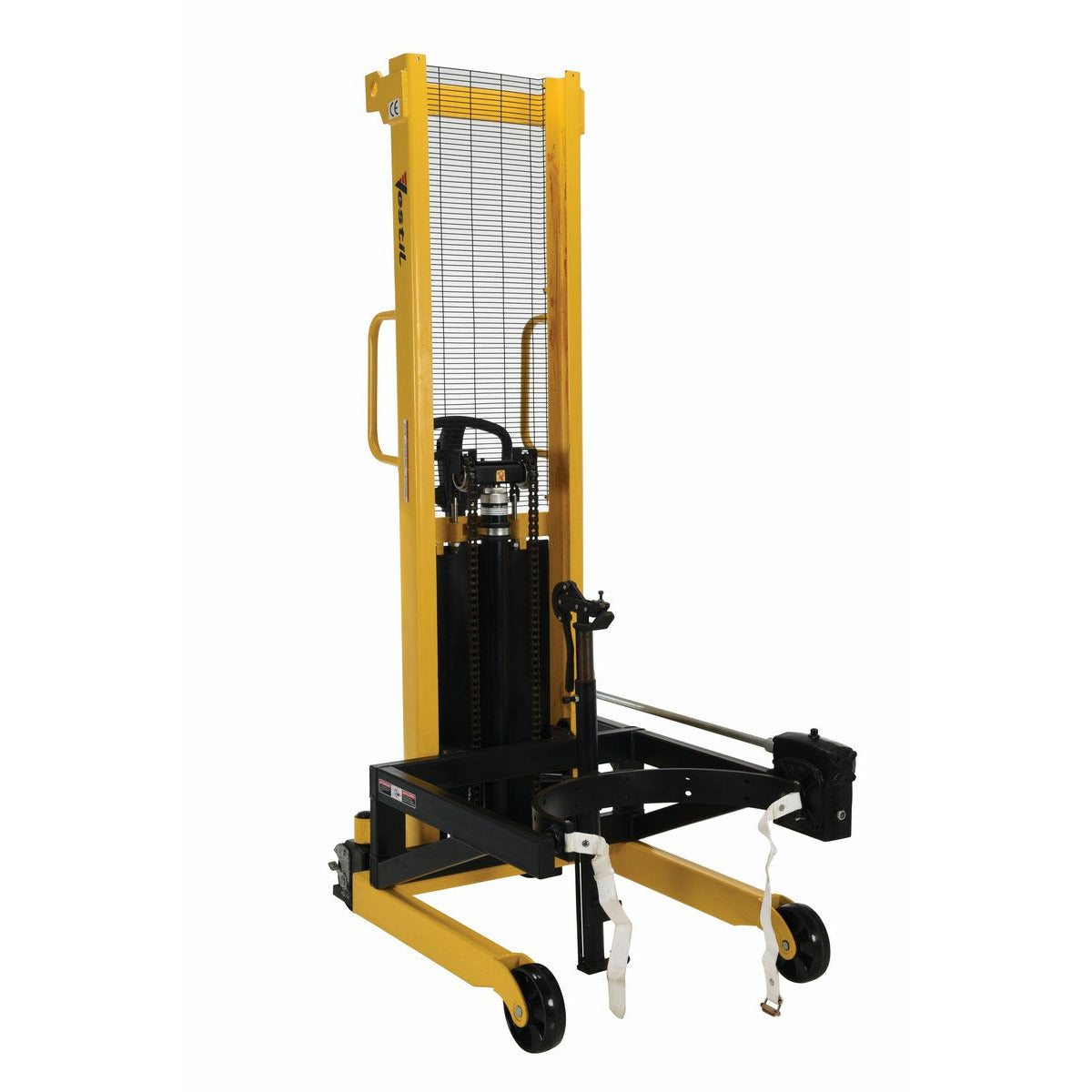 Vestil Steel Manual Drum Lifter/Rotator/Transporter 52 In. x 33 In. x 85-7/16 In. 550 Lb. Capacity Yellow- DRUM-LRT