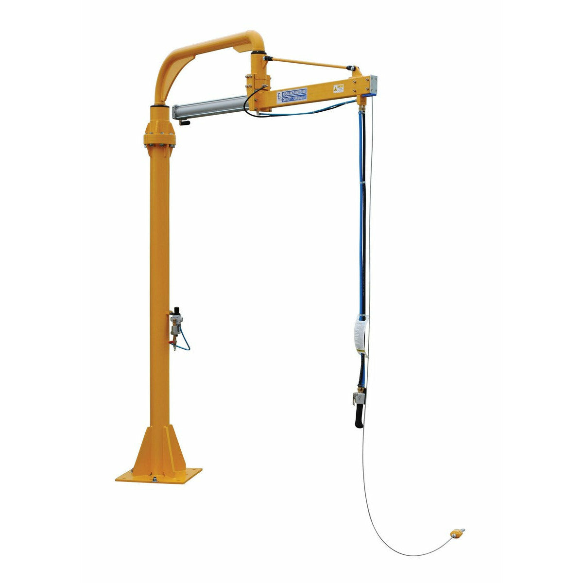 Vestil Steel Air Balance Jib Lifter Floor Mounted Maximum Arm Length 93 In. 250 Lb. Capacity Yellow -DSJ-300