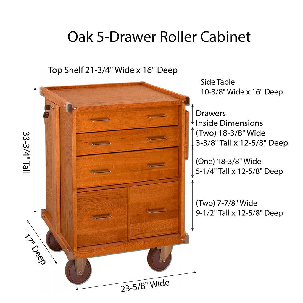Pepetools Dark Oak 5-Drawer Roller Cabinet GI-R20-D - Gerstner International - Machine Horizon