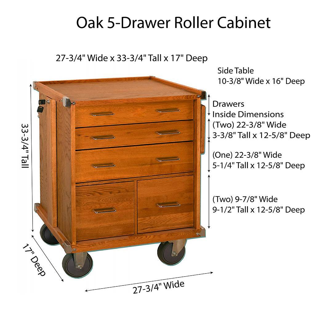 Pepetools Dark Oak 5-Drawer Roller Cabinet GI-R24-D - Gerstner International - Machine Horizon