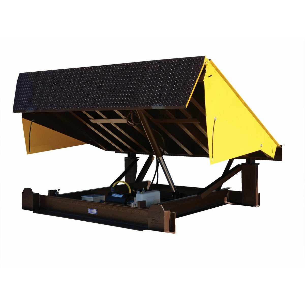 Vestil Steel Electric Hydraulic Dock Leveler 7 Ft. x 10 Ft. 25000 Lb. Capacity Brown/Yellow - EH-710-25