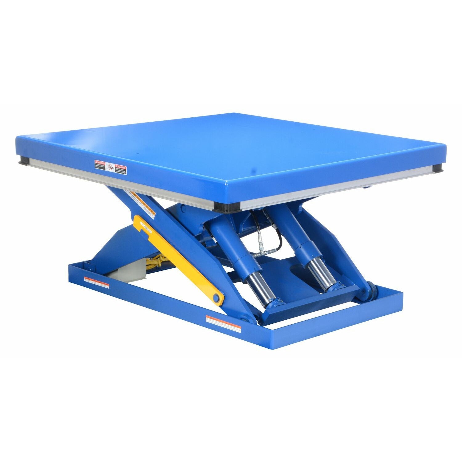 Vestil Partially Stainless Steel Electric Hydraulic Lift Table 48 In. x 48 In. 4000 Lb. Capacity Blue/Silver- EHLT-4848-4-43-PSS