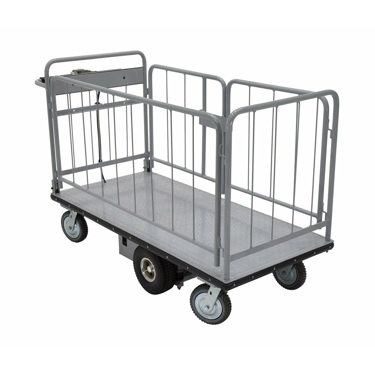 Vestil Steel Electric Material Handling Cart with Sides 28 In. x 60 In. 1500 Lb. Capacity Gray - EMHC-2860-2