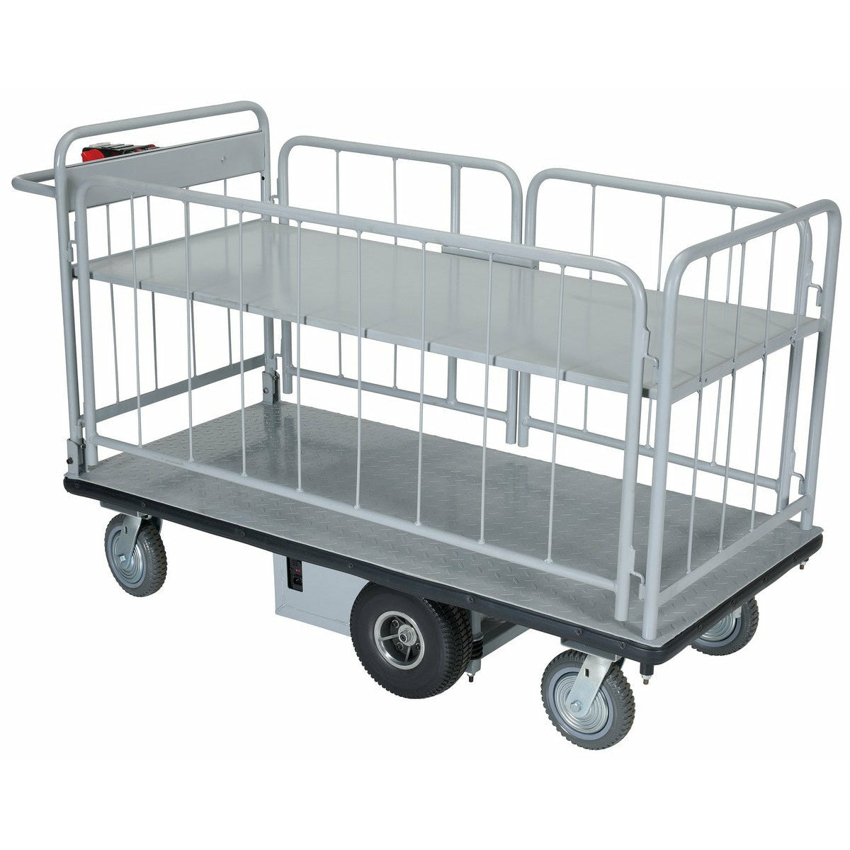 Vestil steel Electric Material Handling Cart with Sides 28 In. x 60 In. 1500 Lb. Capacity Gray-EMHC-2860-3
