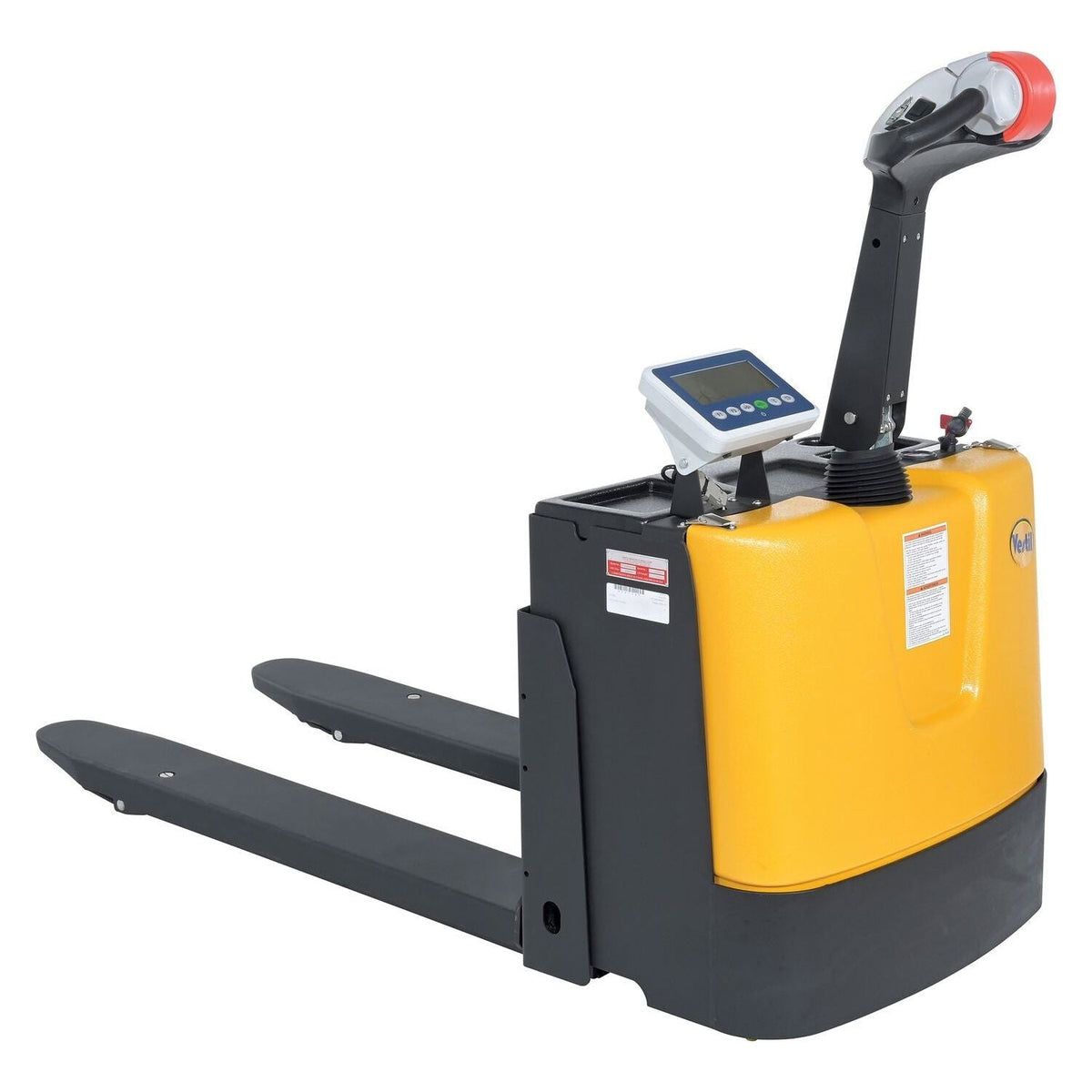 Vestil 48" Fork Electric Pallet Truck with Scale 25x47" 3000 lb Cap and 8" Lift Ht - EPT-2547-30-SCL