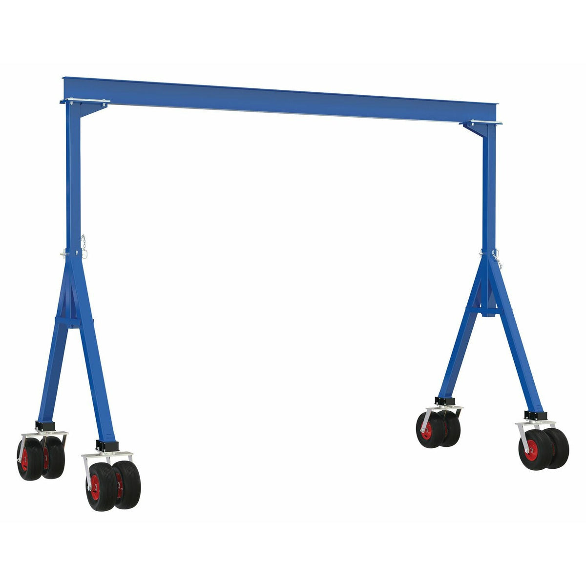 Vestil Steel Fixed Height Gantry Crane with Pneumatic Rubber Casters 20 Ft. 4000 Lb. Capacity Blue- FHS-4-20-PNU
