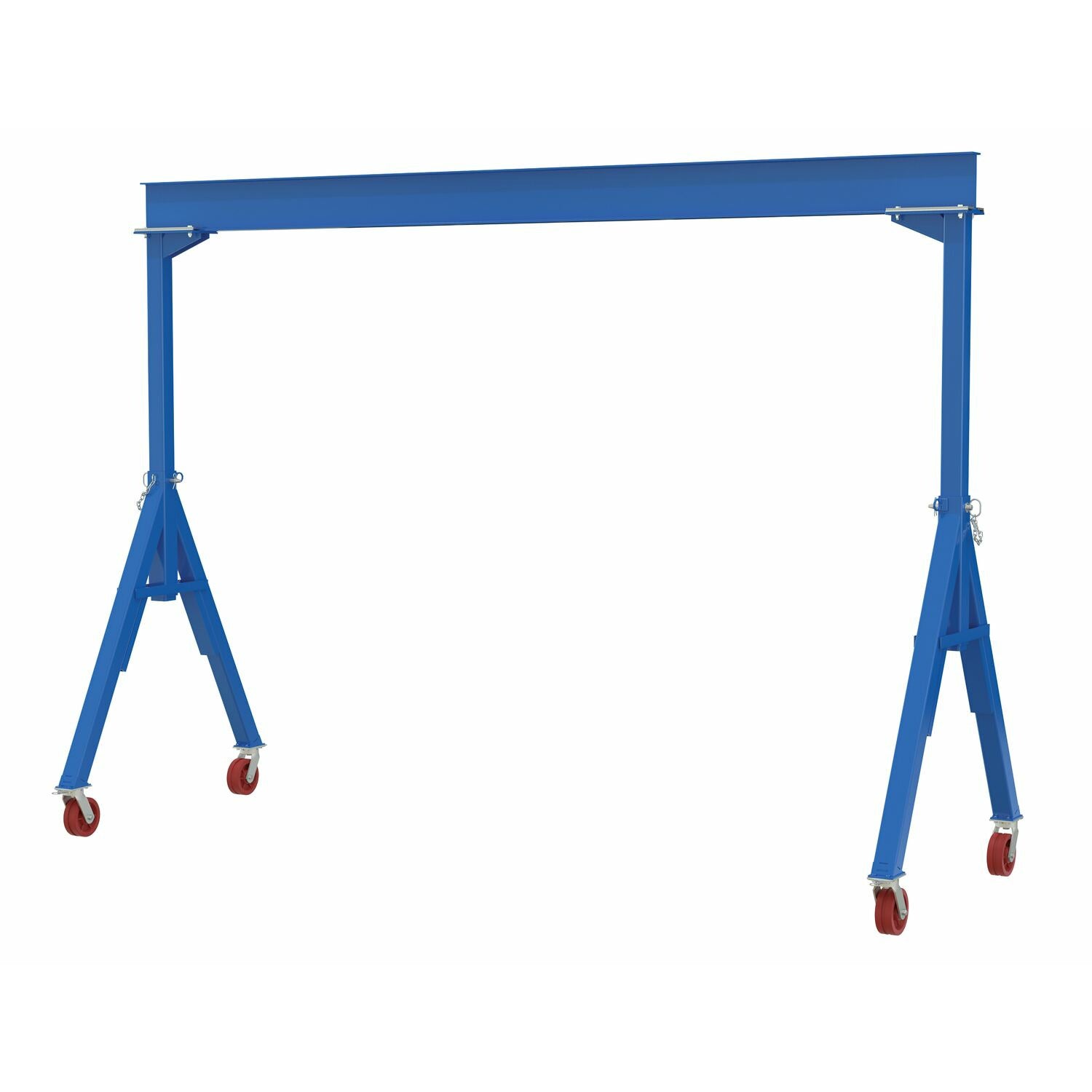 Vestil Steel Fixed Gantry Crane with V-Groove Cast Iron Casters 15 Ft. 8000 Lb. Capacity Blue- FHS-8-15-VG