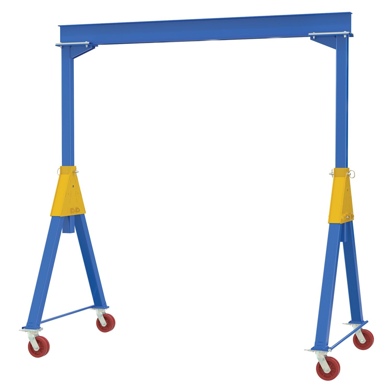 Vestil Steel Knockdown Fixed Gantry Crane with V-Groove Cast Iron Casters 15 Ft. 8000 Lb. Capacity Blue- FHSN-8-15-VG