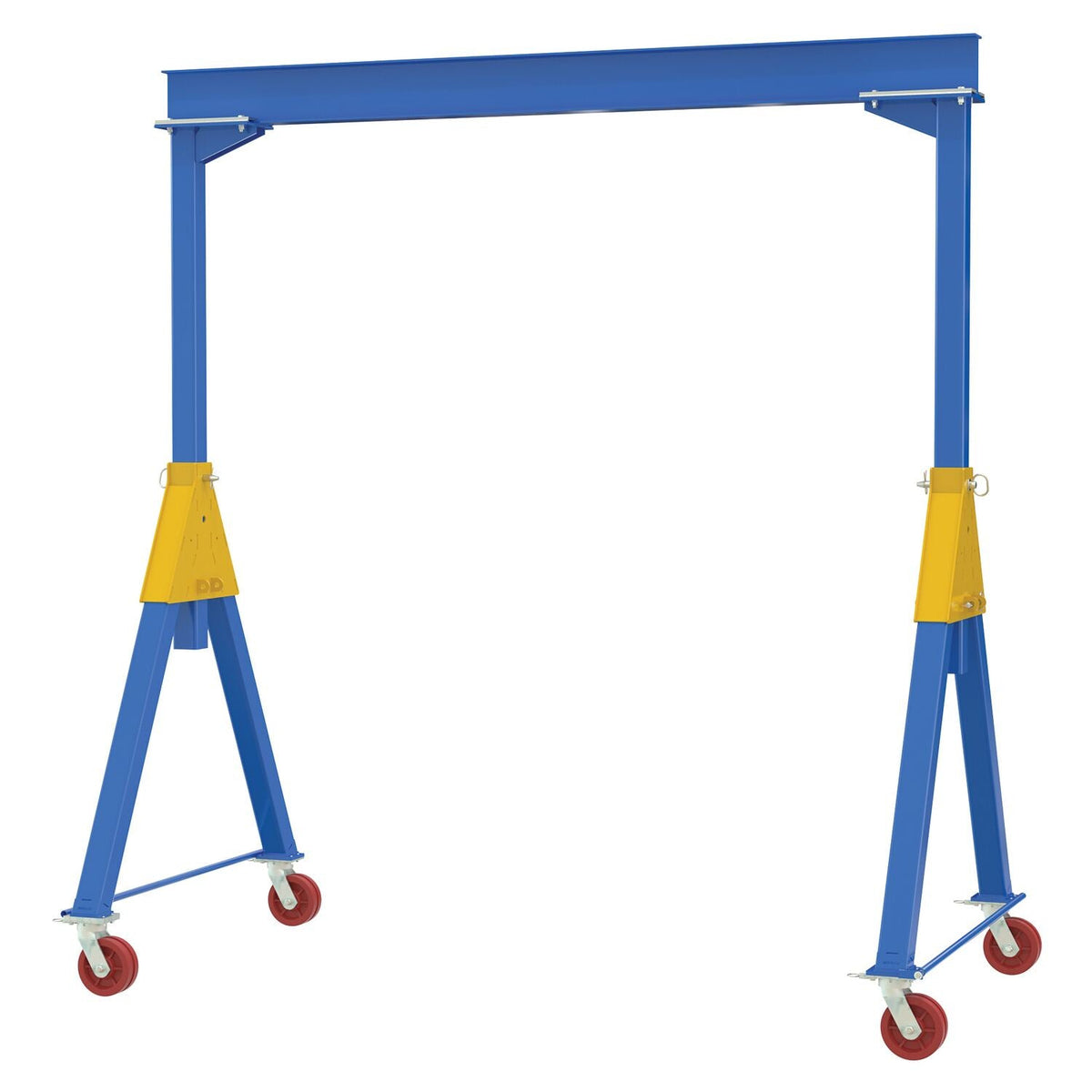 Vestil Steel Knockdown Fixed Gantry Crane with V-Groove Cast Iron Casters 15 Ft. 8000 Lb. Capacity Blue- FHSN-8-15-VG