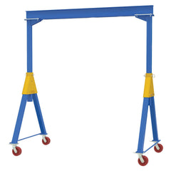 Vestil Steel Knockdown Fixed Gantry Crane with V-Groove Cast Iron Casters 15 Ft. 8000 Lb. Capacity Blue- FHSN-8-15-VG