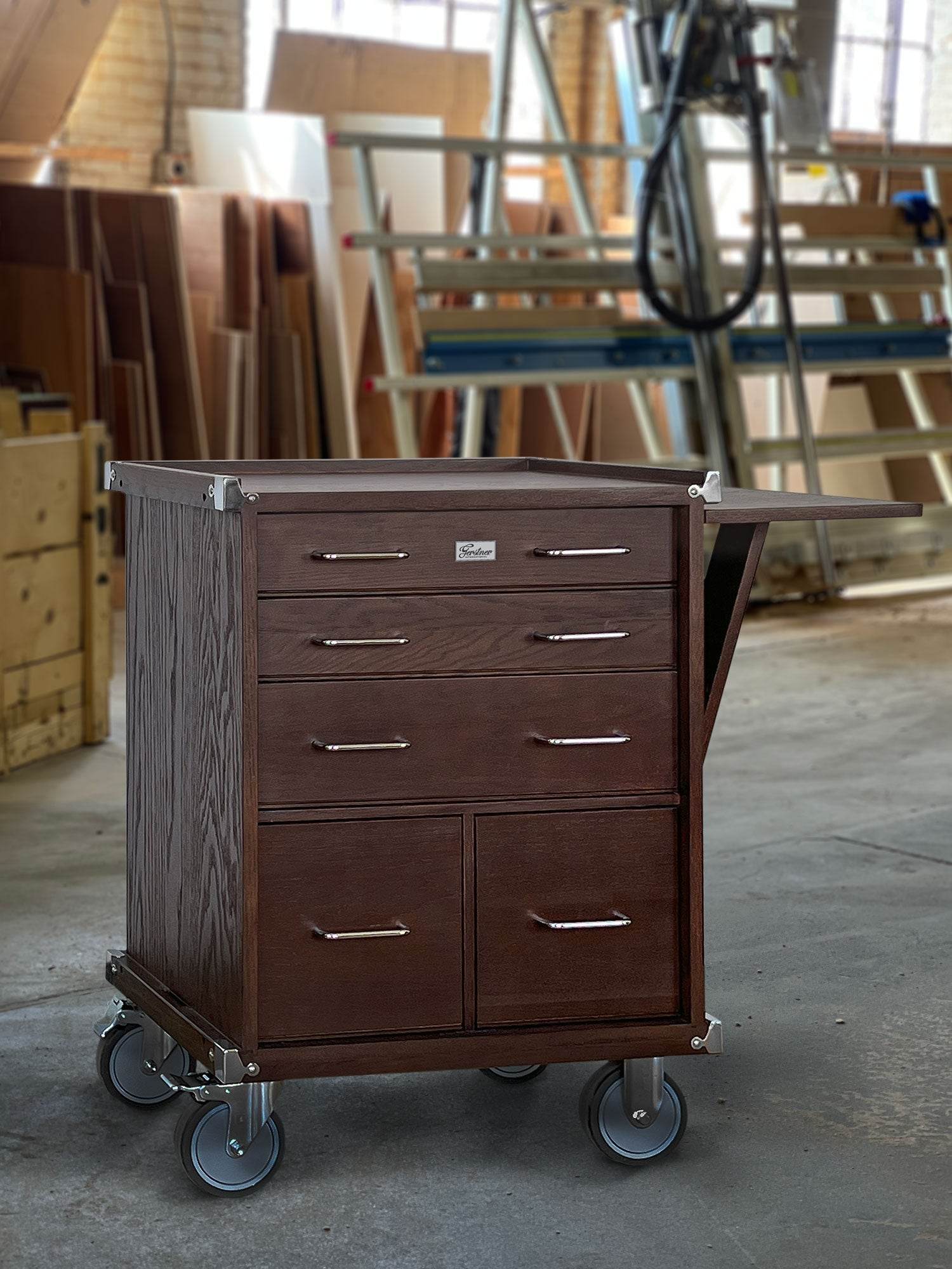 Pepetools Dark Oak 5-Drawer Roller Cabinet GI-R24-D - Gerstner International - Machine Horizon