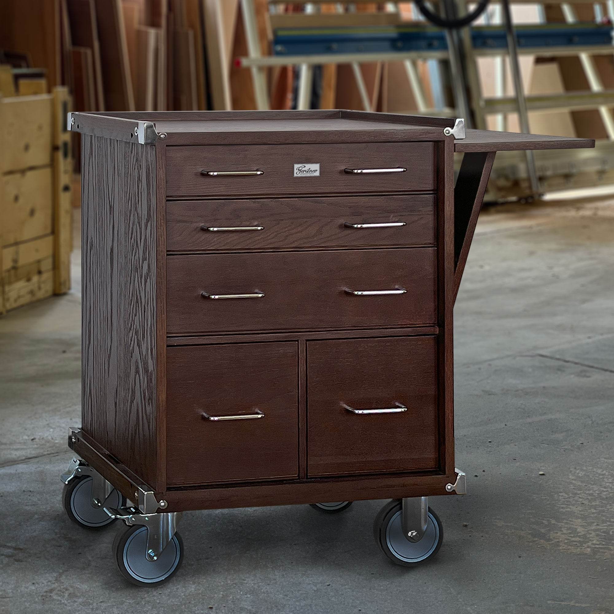 Pepetools Dark Oak 5-Drawer Roller Cabinet GI-R24-D - Gerstner International - Machine Horizon