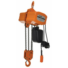 Vestil Steel Economy Chain Hoist with Chain Container 1 Phase 6000 Lb. Capacity Orange -H-6000-1