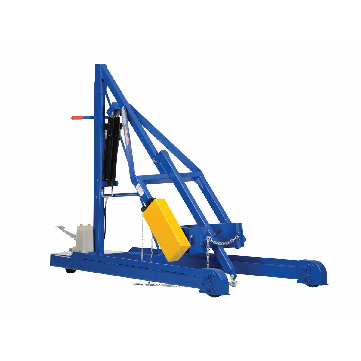 Vestil Steel Portable Hydraulic Drum Carrier, Rotator and Boom 97-9/16 In. Lift Height 800 Lb. Capacity Blue/Yellow-HDC-305-96