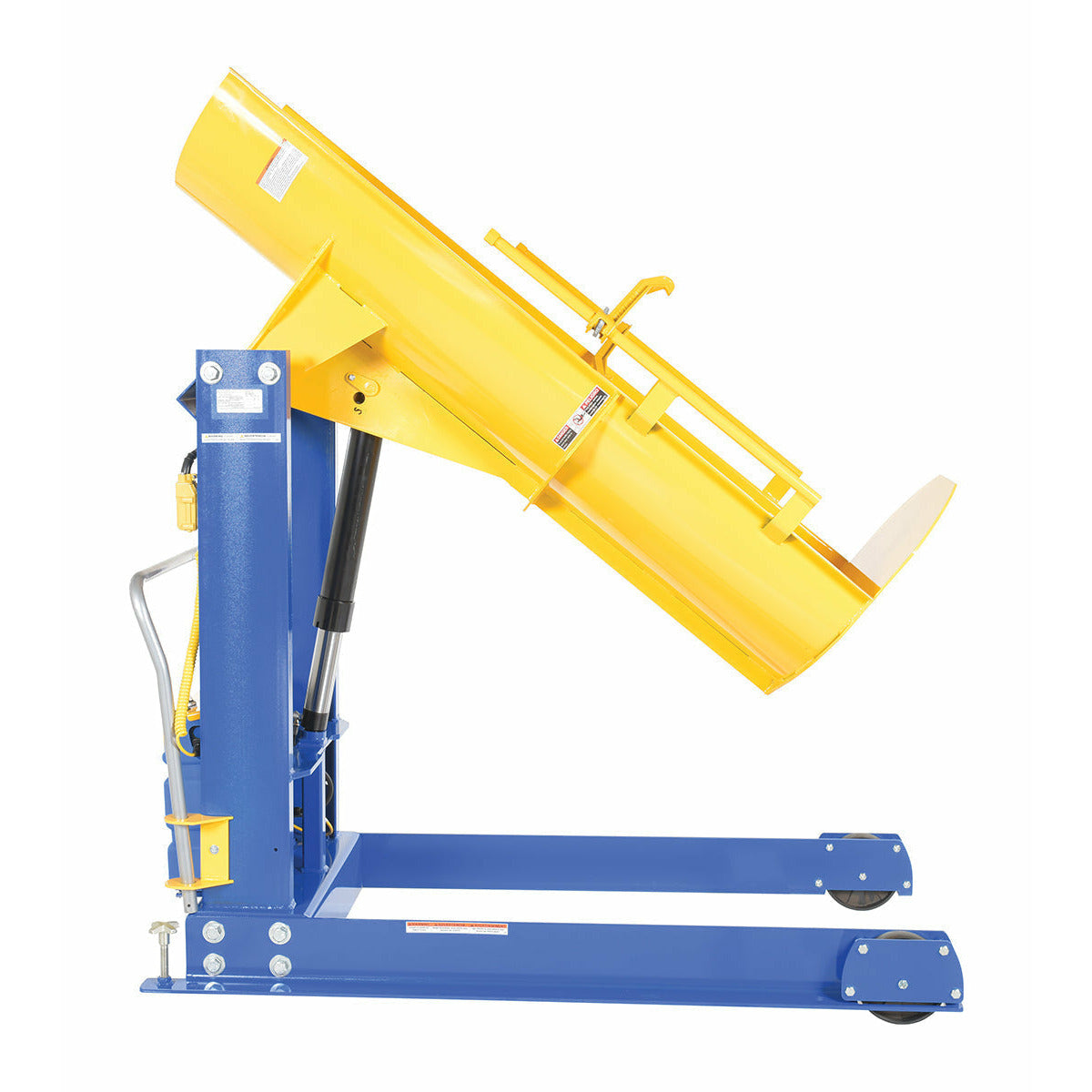 Vestil Steel Stationary Hydraulic Drum Dumper 72 In. Dump Height 1,000 Lb. Capacity Blue / Yellow - HDD-72-10-S