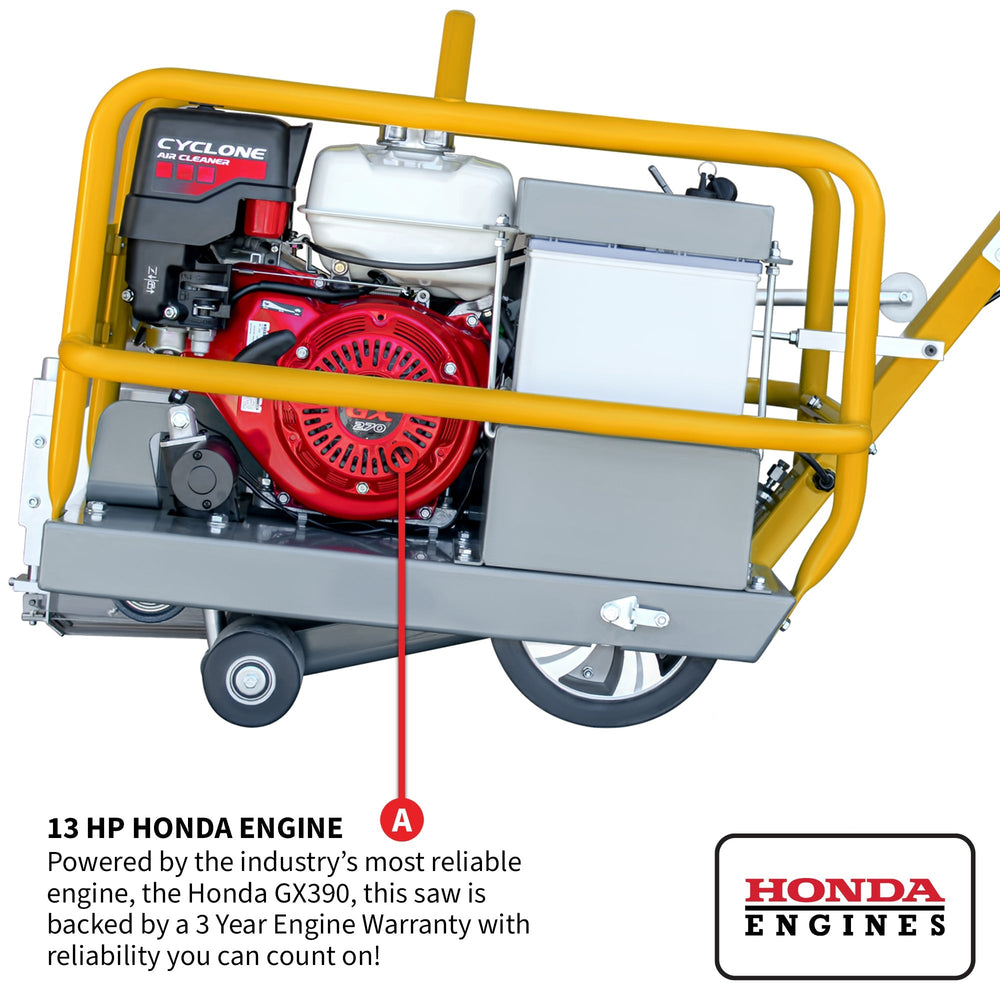 Tomahawk 10" Early Entry Green Concrete Saw with 13 HP Honda GX390 Engine - Machine Horizon