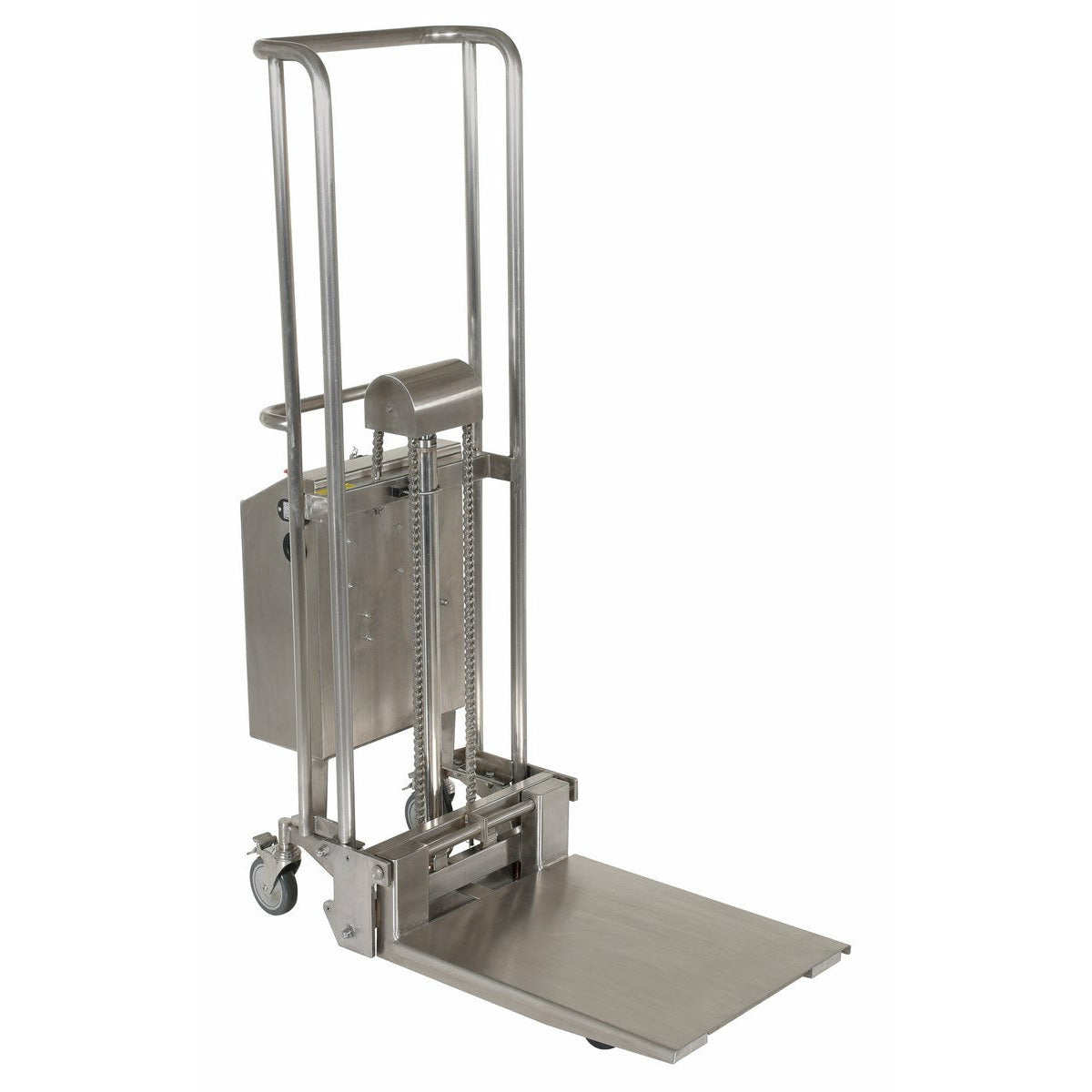 Vestil Partially Stainless Steel Portable DC Powered Hefti-Lift 44 In. x 68 In. 880 Lb. Capacity Silver-HYD-10-DC-SS