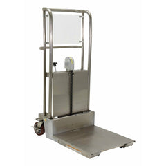 Vestil Partially Stainless Steel Hand Pump Hefti-Lift 36 In. x 52-1/8 In. 450 Lb. Capacity Silver-HYD-5-PSS