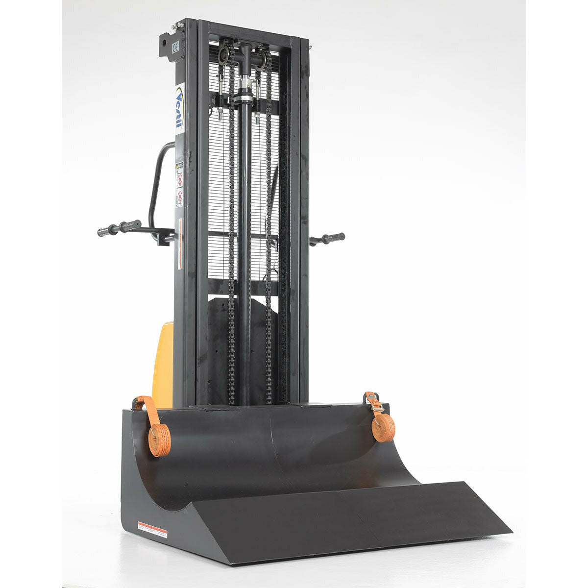 Vestil Steel 12 Volt DC Roll Lifter Transporter 15-3/4 In. Roll Diameter 600 Lb. Capacity Yellow-HYD-ROLL-47-DC