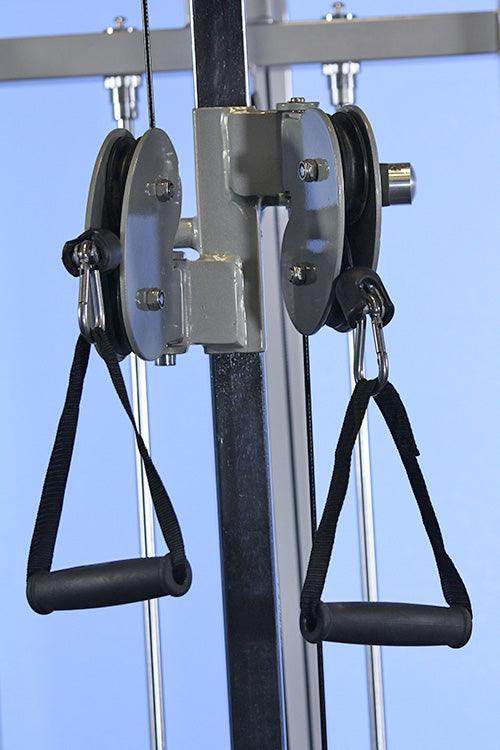 Dual Function High-Low Pulley Combo - Muscle D Fitness - Vertical Adjustable - Pin Selectorized - Handle Storage - Machine Horizon