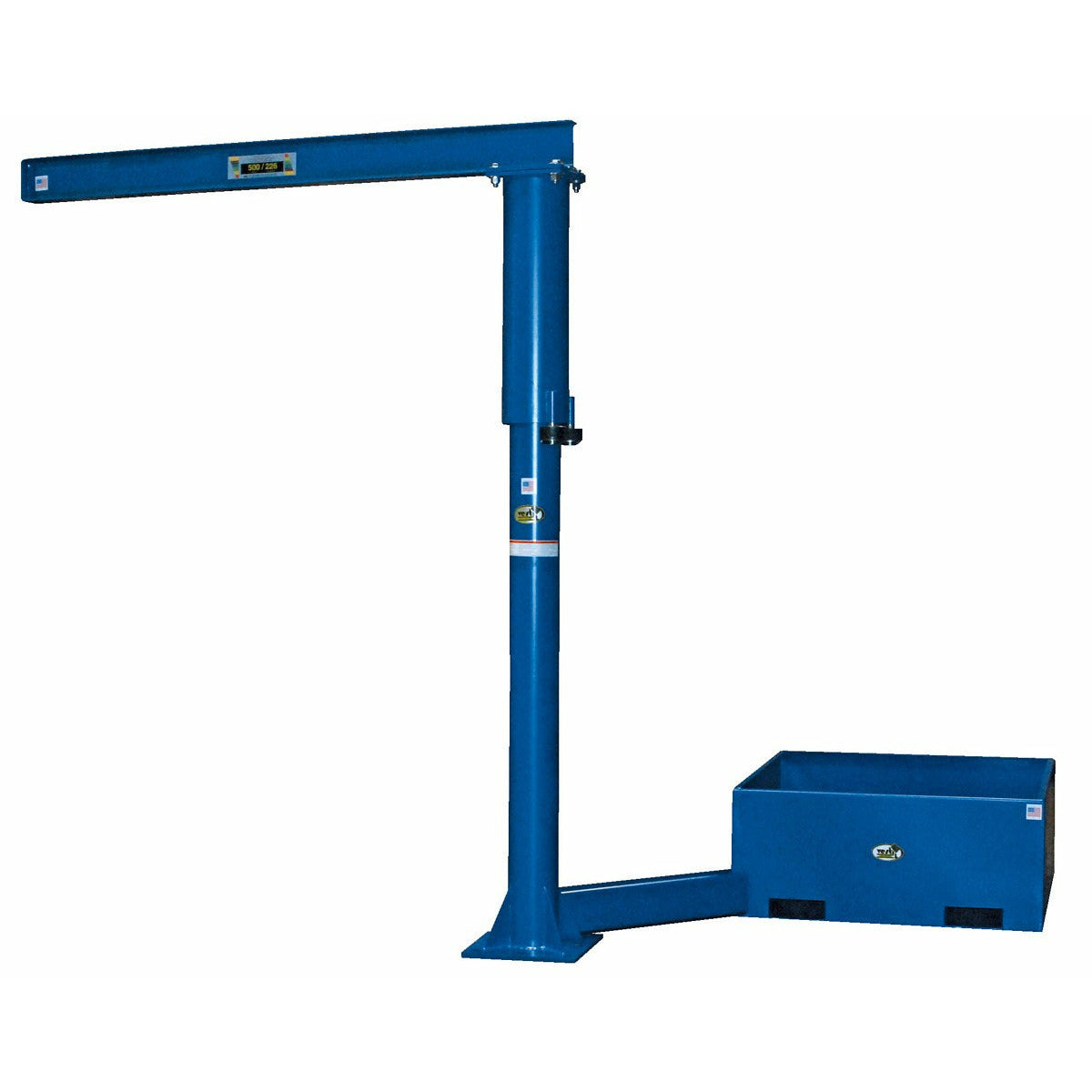 Vestil Steel Portable Offset Jib Crane with Empty Base 10 Ft. I-Beam 250 Lb. Capacity Blue-JIB-CBX-25-10-10