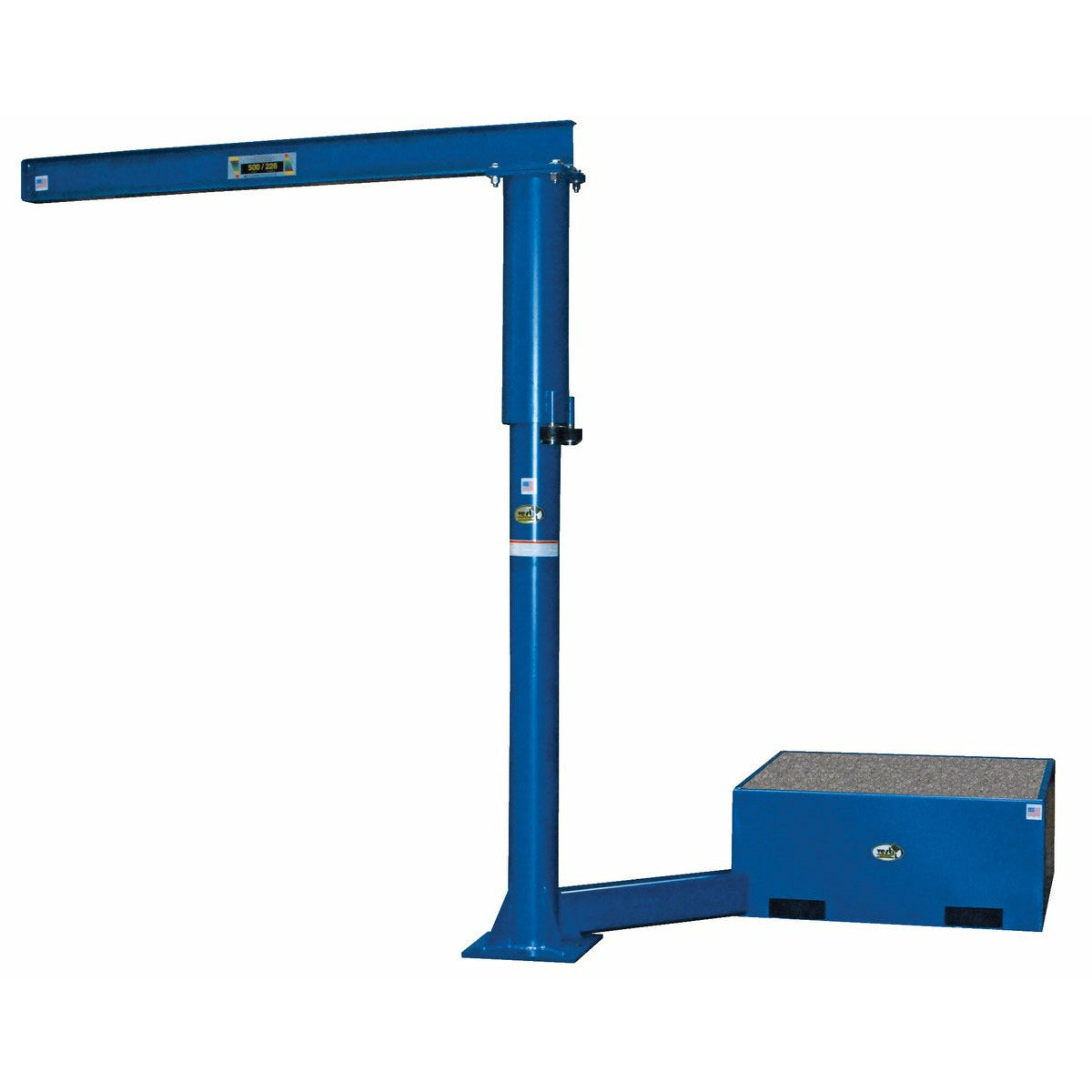 Vestil Steel Portable Offset Jib Crane with Filled Base 8 Ft. I-Beam 500 Lb. Capacity Blue-JIB-CBX-50-8-10-BC