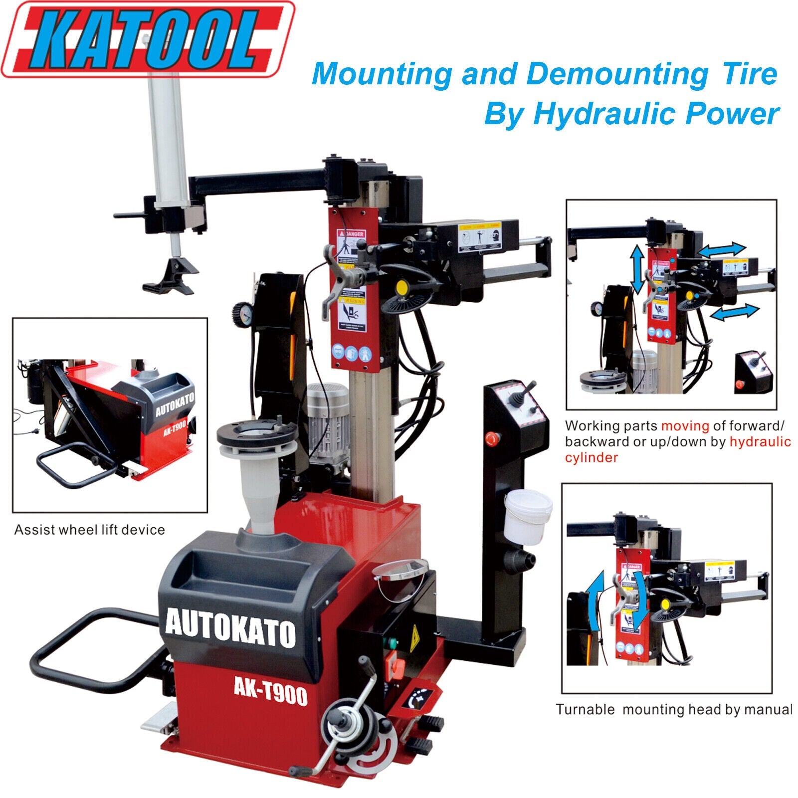 Katool KT-T900 Center Post Tire Changer with Wheel Lift
