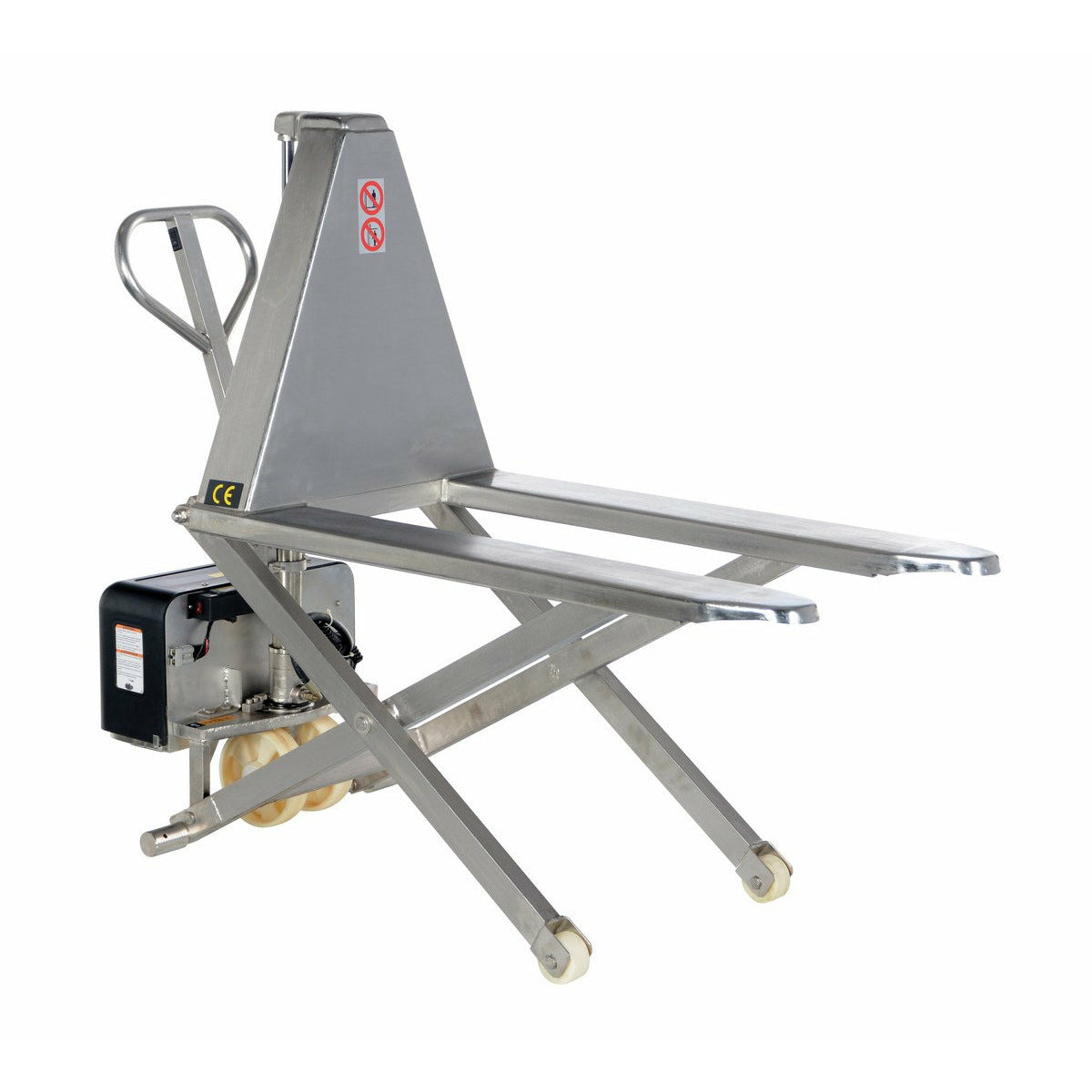 Vestil Stainless Steel DC Powered Tote Lift 63 In. x 26-3/4 In. x 46 In. 2000 Lb. Capacity Blue-L-270-DC-HD-SS