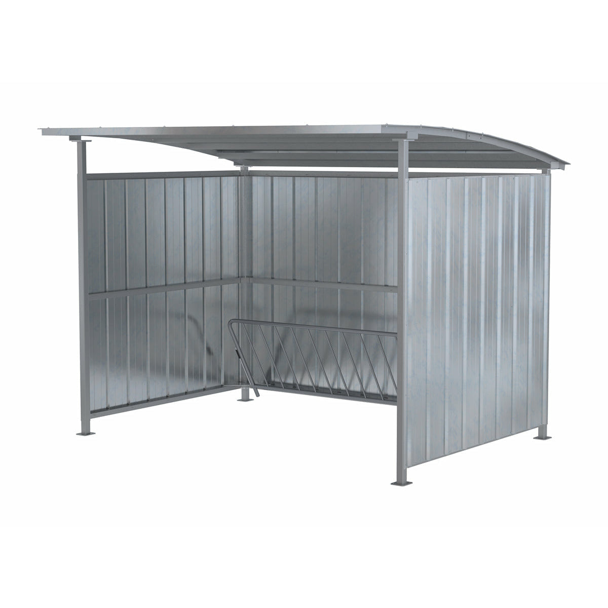 Vestil Galvanized Multi Duty Bicycle Shelter 95-1/2 In. x 120 In. x 90-1/16 In. Silver - MDS-96-BK-HDG