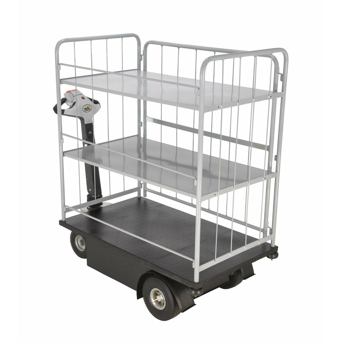 Vestil Steel Traction Drive Cart Side Load 2 Shelf 59 In. x 28 In. x 59 In. 750 Lb. Capacity Black-Drive-NE-CART-4