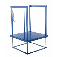Vestil Steel Ergonomic Electric/Hydraulic Post-Crank Worker Platform With Mat 36-1/4 In. x 73-3/16 In. x 39-1/4 In. 500 Lb. Capacity Blue -POS-3672-EH-MAT