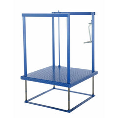 Vestil Steel Ergonomic Electric/Hydraulic Post-Crank Worker Platform With Mat 36-1/4 In. x 49-3/16 In. x 42-5/8 In. 500 Lb. Capacity Blue -POS-3648-EH-MAT