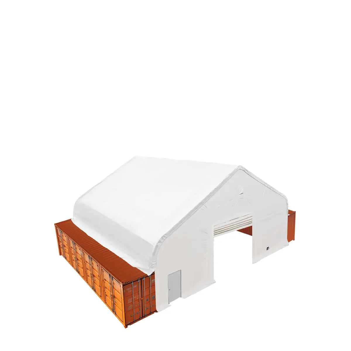 TMG Heavy Series 50' x 40' Fully Enclosed Dual Truss Container Shelter with Heavy Duty 32 oz PVC Cover, Front Wall and Back Wall, TMG-DT5040CG