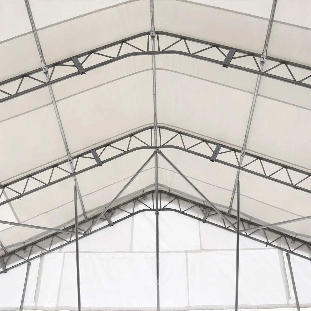 TMG Heavy Series 50' x 40' Fully Enclosed Dual Truss Container Shelter with Heavy Duty 32 oz PVC Cover, Front Wall and Back Wall, TMG-DT5040CG