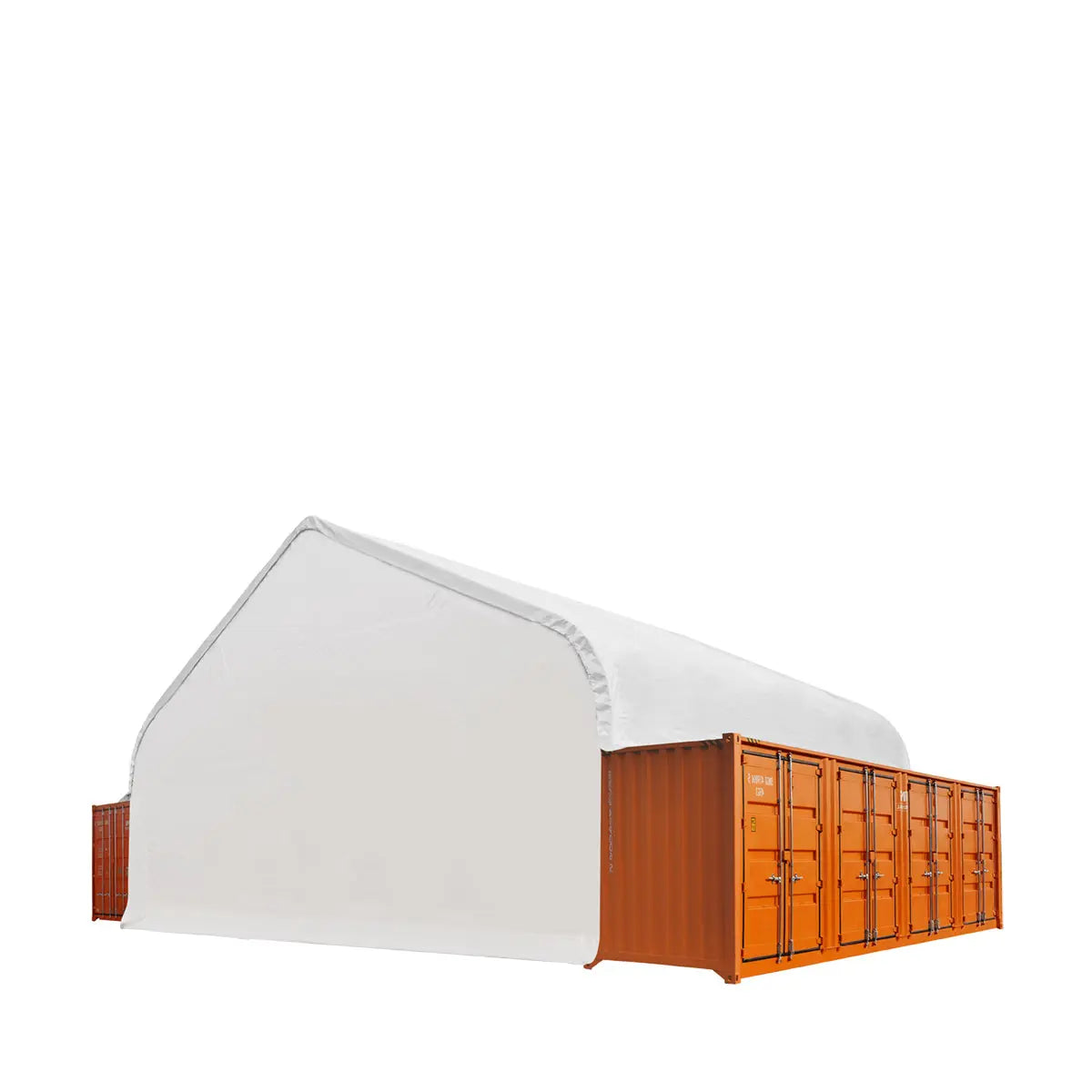 TMG Heavy Series 50' x 40' Fully Enclosed Dual Truss Container Shelter with Heavy Duty 32 oz PVC Cover, Front Wall and Back Wall, TMG-DT5040CG